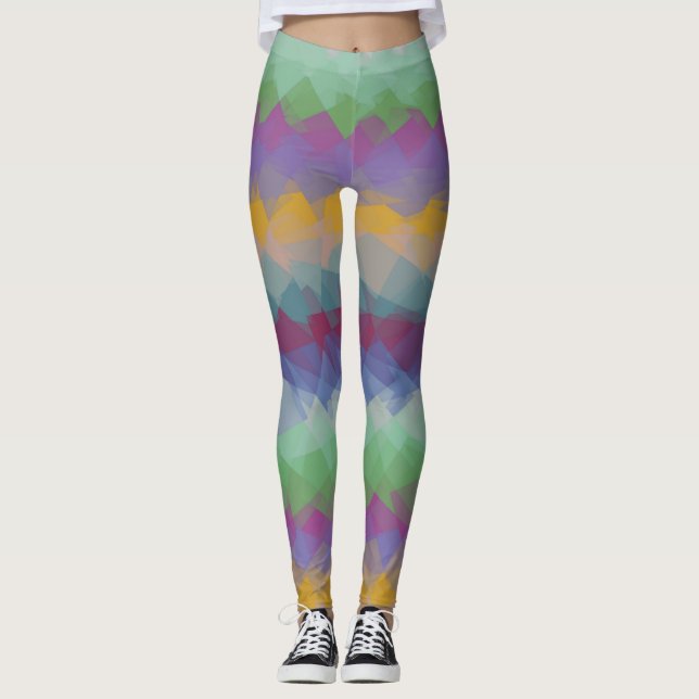 Colorful Modern Geometric Pattern #39 Leggings (Front)