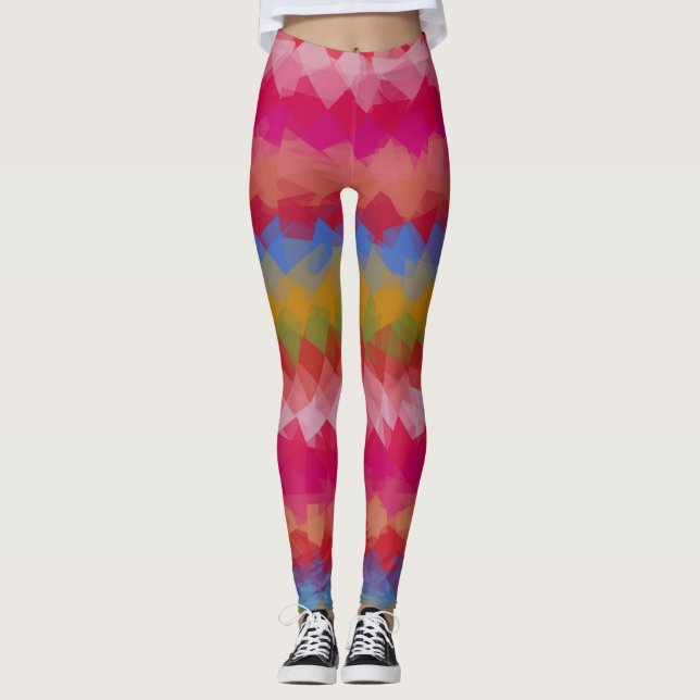 Colorful Modern Geometric Pattern #43 Leggings (Front)