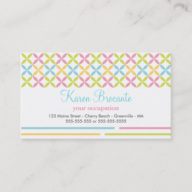 Colorful Modern Geometric Pattern Business Card (Front)
