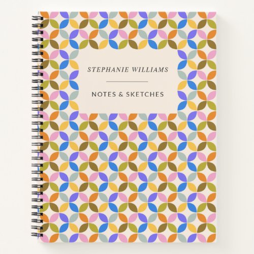 Colorful Modern Geometric Pattern Personalized  Notebook