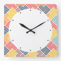 Colorful Modern Geometric Pattern Square Wall Clock