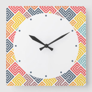 Colorful Modern Geometric Pattern Square Wall Clock