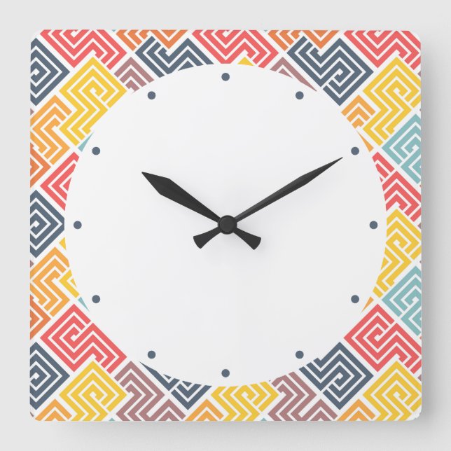 Colorful Modern Geometric Pattern Square Wall Clock (Front)