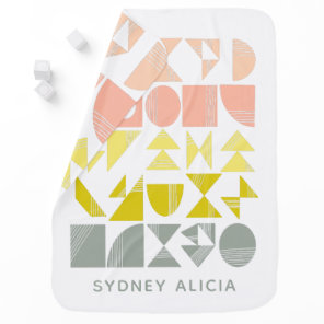 Colorful Modern Geometric Shapes Personalized Cute Baby Blanket