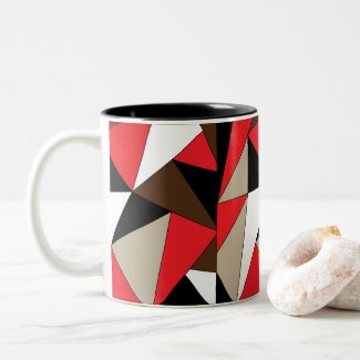 Colorful Modern Geometric Shapes Two-Tone Coffee Mug