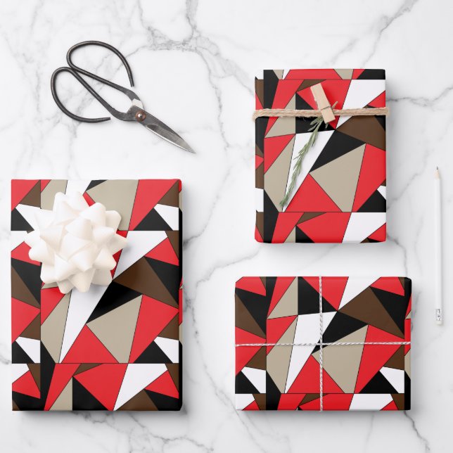 Colorful Modern Geometric Shapes Wrapping Paper Sheets (Front)