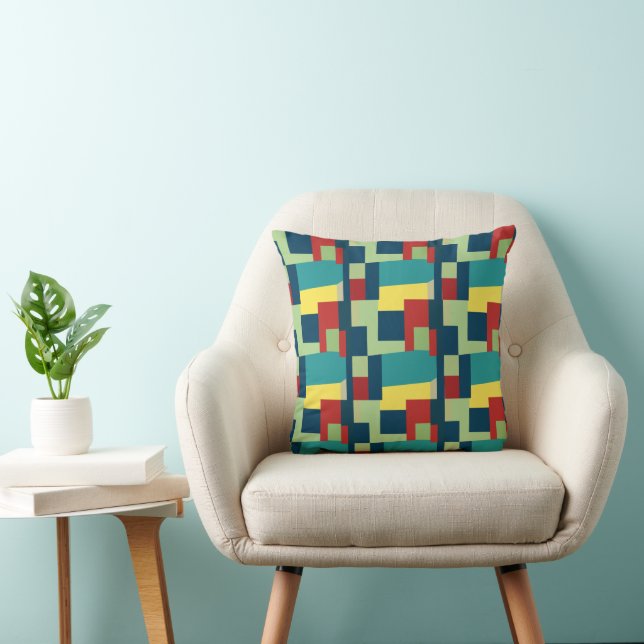Colorful Modern Geometric  Throw Pillow (Chair)