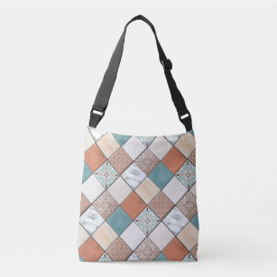 Colorful Modern Geometric Tile Texture Pattern Crossbody Bag
