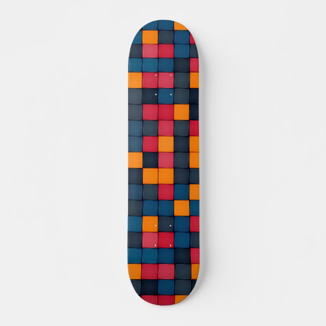Colorful Modern Geometric Tile Texture Pattern Skateboard (Front)
