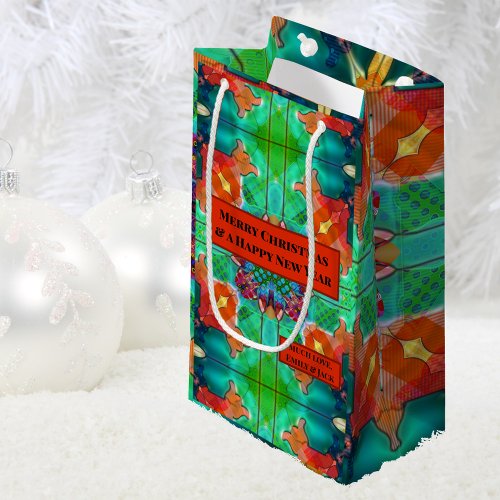 Colorful Modern Geometric Watercolor Pattern Small Gift Bag