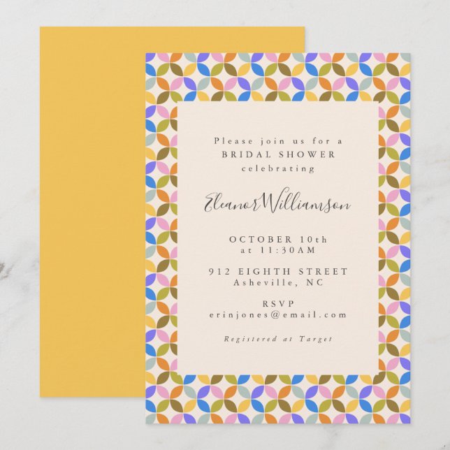 Colorful Modern Geometric Yellow Bridal Shower Invitation (Front/Back)