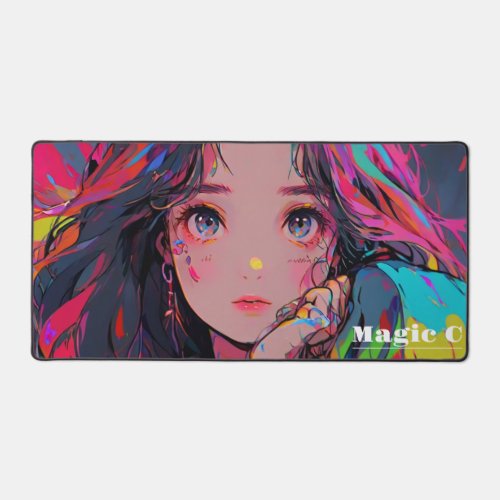 Colorful Modern Girl Photo Personalized Name  Desk Mat
