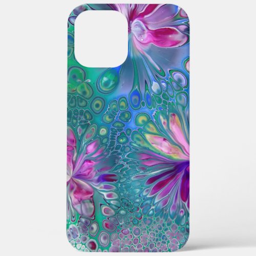 Colorful Modern Girly Floral Liquid Art iPhone 12 Pro Max Case