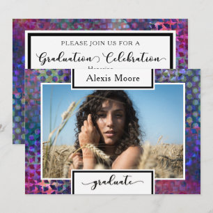 Colorful, Modern Graduation Photo Party Invitation