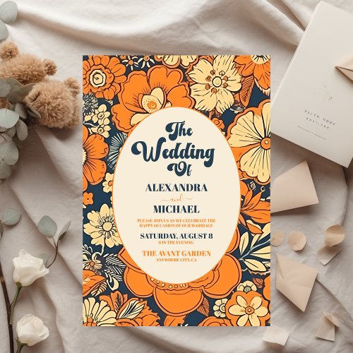 Colorful Modern Groovy Retro 70s Floral Wedding