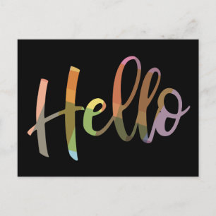 Colorful Modern Handlettering Hello Greeting Postcard