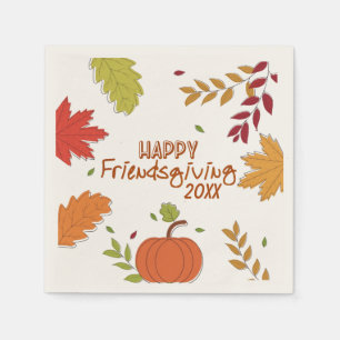 Colorful Modern Happy Friendsgiving Paper Plate Napkins
