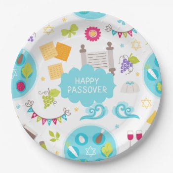 Colorful Modern Happy Passover Paper Plates by Spice at Zazzle