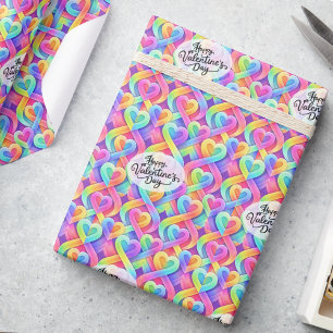 Colorful Modern Hearts Pattern Valentine’s Day Wrapping Paper