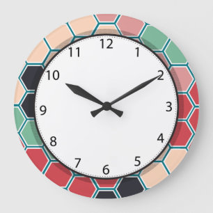 Colorful Modern Hexagon Pattern Large Clock