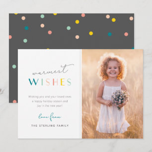 Colorful Modern Holiday Wishes Family Photo Card