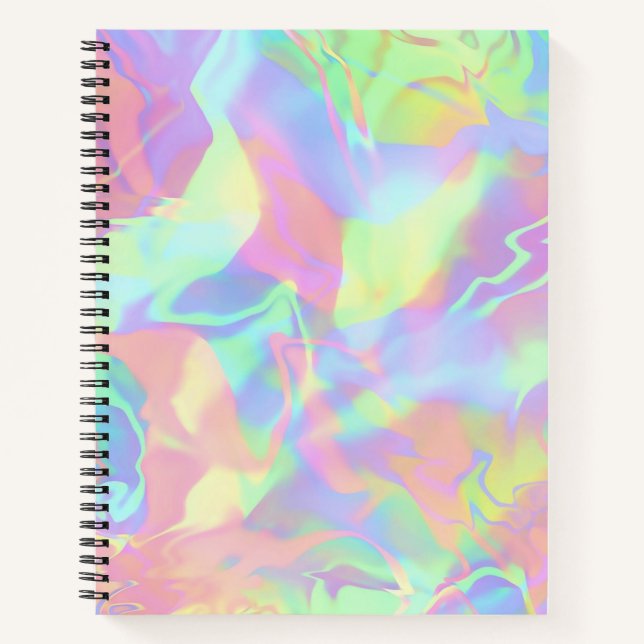 Colorful Modern Holographic Abstract  Notebook (Front)