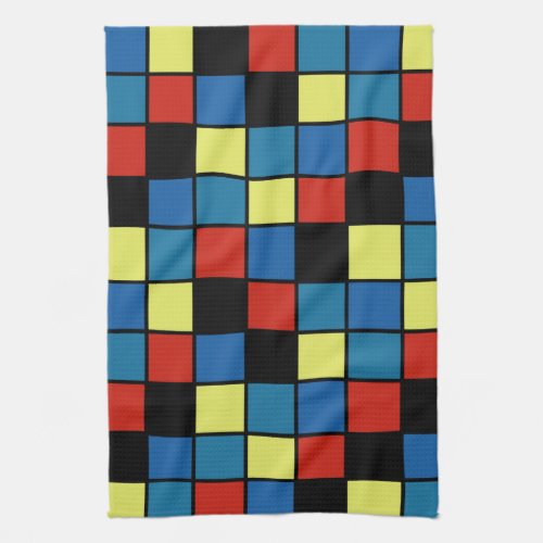 Colorful Modern Horizontal Tiles Pattern version 2 Kitchen Towel