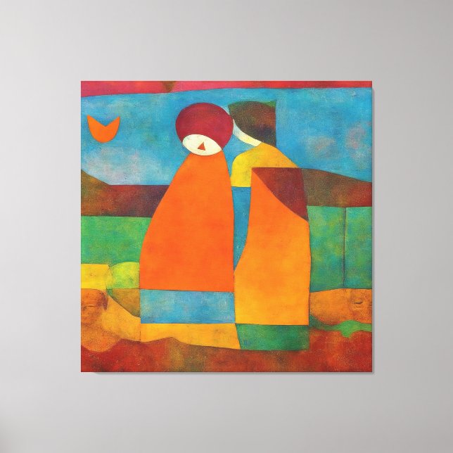 Colorful, Modern Impressionist Couple #1 Canvas Print (Front)