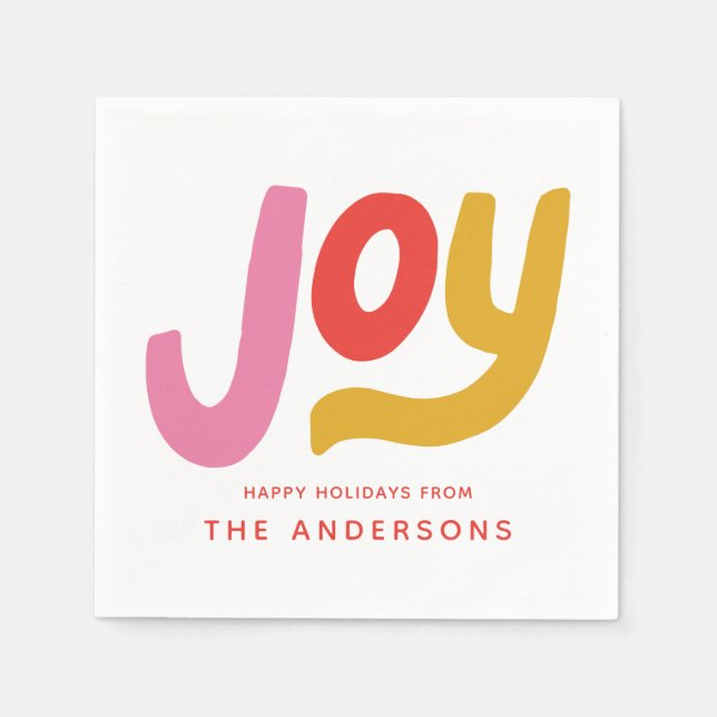 Colorful Modern Joy Holiday Napkins (Front)