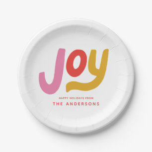 Colorful Modern Joy Holiday Paper Plates