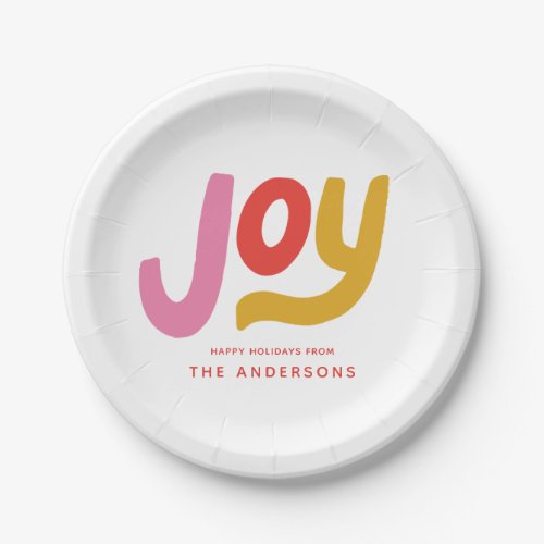 Colorful Modern Joy Holiday Paper Plates