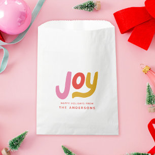 Colorful Modern Joy Holiday Party Favor Bag