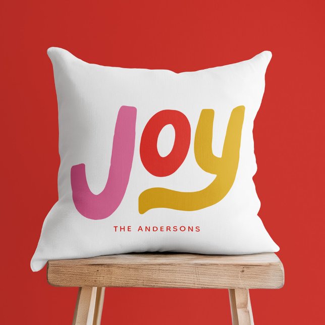 Colorful Modern Joy Holiday Throw Pillow (Creator Uploaded)