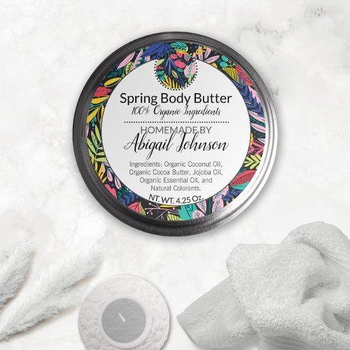 Colorful Modern Leaves Body Butter  Scrub Label
