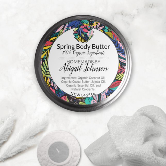 Colorful Modern Leaves Body Butter / Scrub Label (Creator Uploaded)