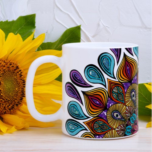  Colorful Modern Mandala Trippy Psychedelic Hippie Coffee Mug