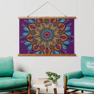 Colorful Modern Mandala Trippy Psychedelic Hippie Hanging Tapestry