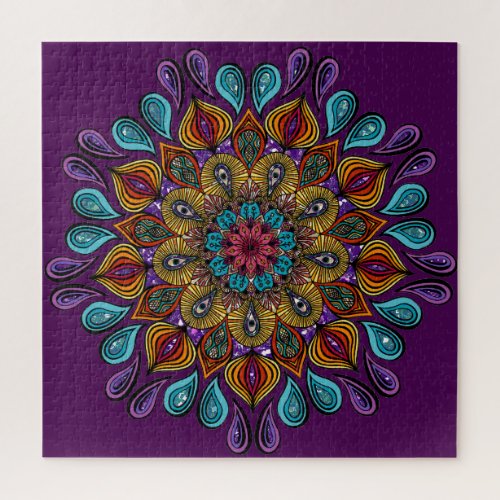  Colorful Modern Mandala Trippy Psychedelic Hippie Jigsaw Puzzle