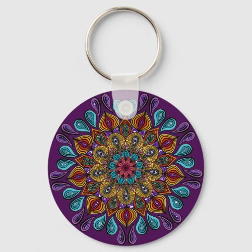  Colorful Modern Mandala Trippy Psychedelic Hippie Keychain