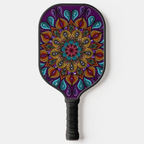  Colorful Modern Mandala Trippy Psychedelic Hippie Pickleball Paddle