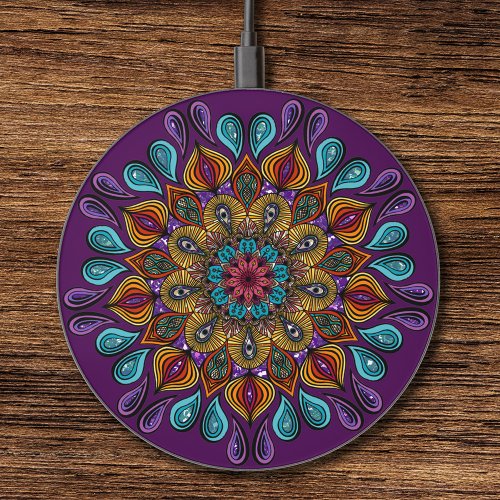  Colorful Modern Mandala Trippy Psychedelic Hippie Wireless Charger