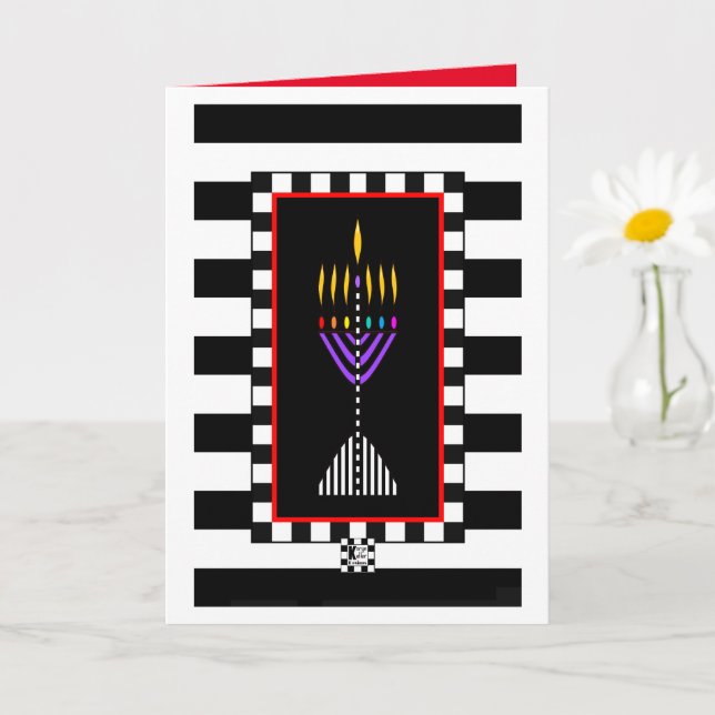 Colorful Modern Menorah Greeting Card (Small Plant)