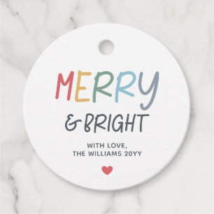 Colorful Modern Merry Bright Gift Tags
