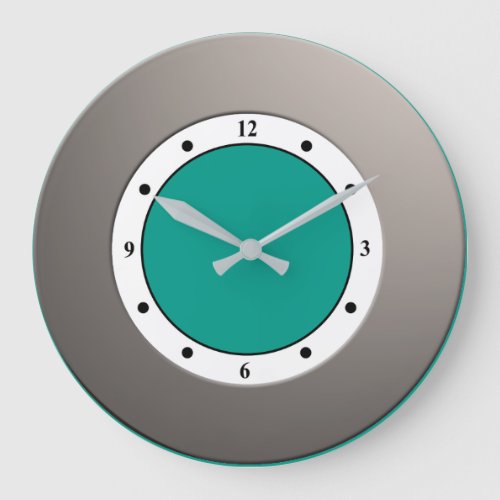 Colorful Modern Metallic Silver Frame on any Color Large Clock