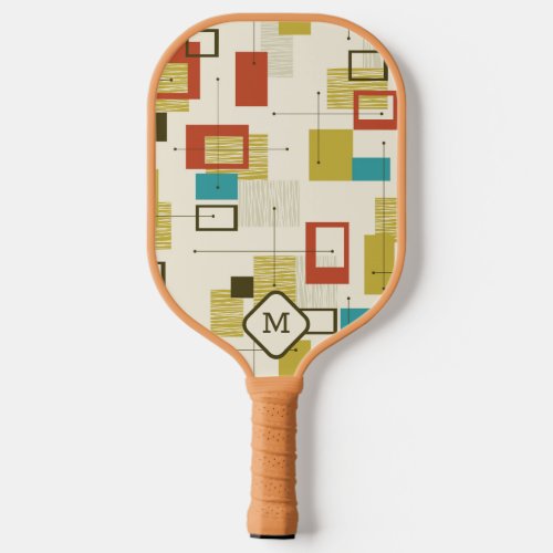 Colorful Modern Mid_Century Geometric Pattern Pickleball Paddle