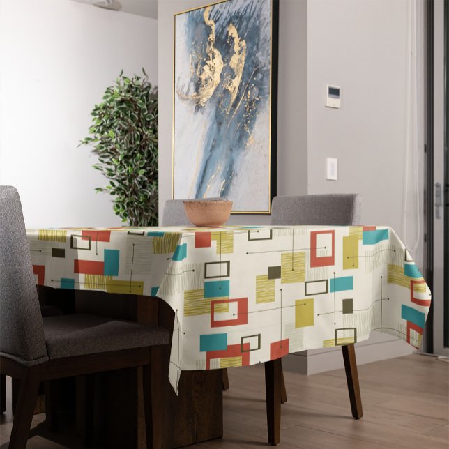 Colorful Modern Mid-Century Geometric Pattern Tablecloth (Creator Uploaded)