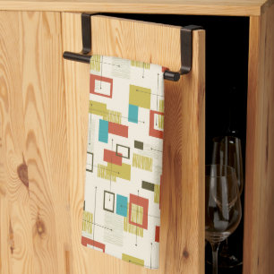 Colorful modern Mid-Century retro pattern Kitchen Towel