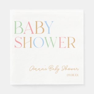 Colorful Modern Minimal Minimalist Baby Shower Napkins