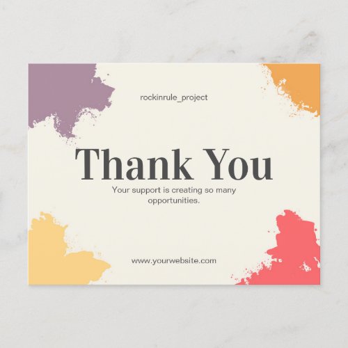 Colorful Modern Minimalist Business Thank You Post Postcard