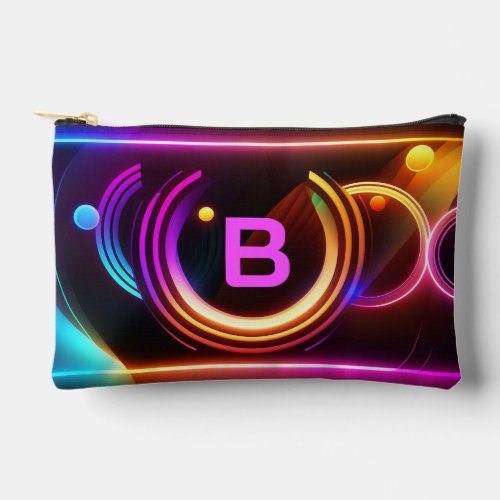 Colorful Modern Monogram Neon Personalized Accessory Pouch